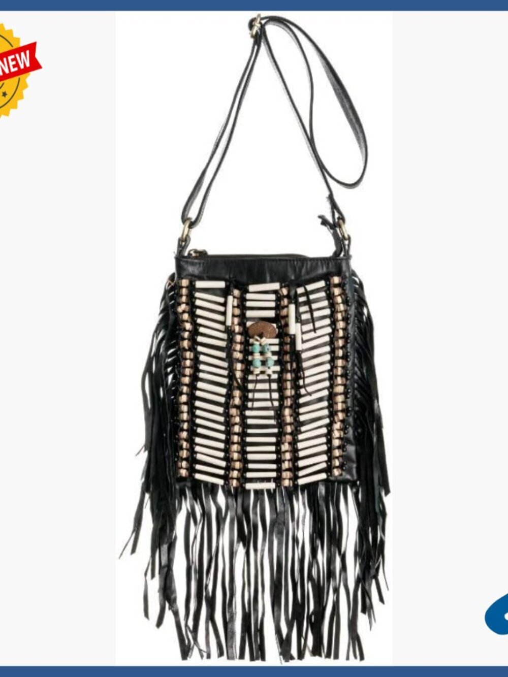 Real Leather Hobo Bag with Fringe Adjustable Strap Round Purse